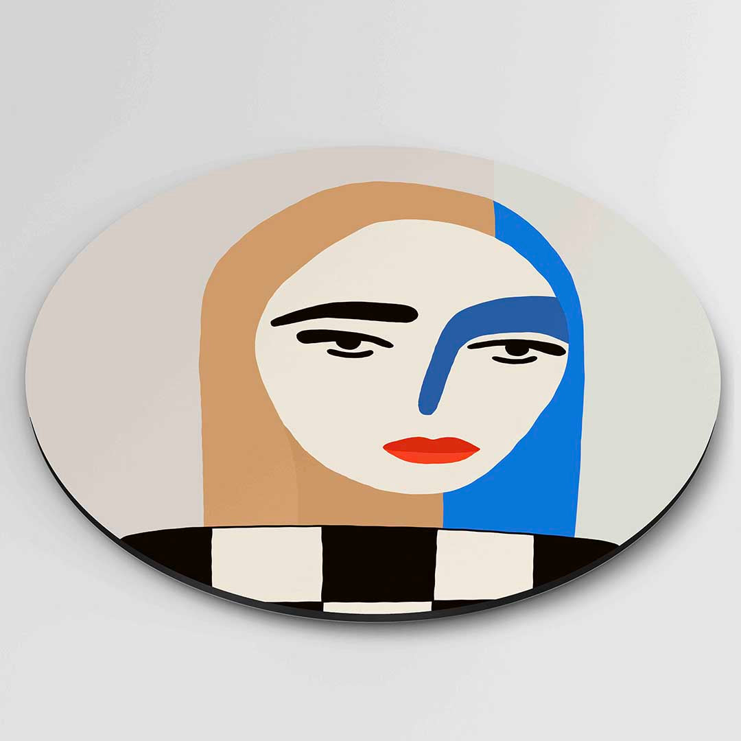 Portret met blauwe streep Muurcirkel