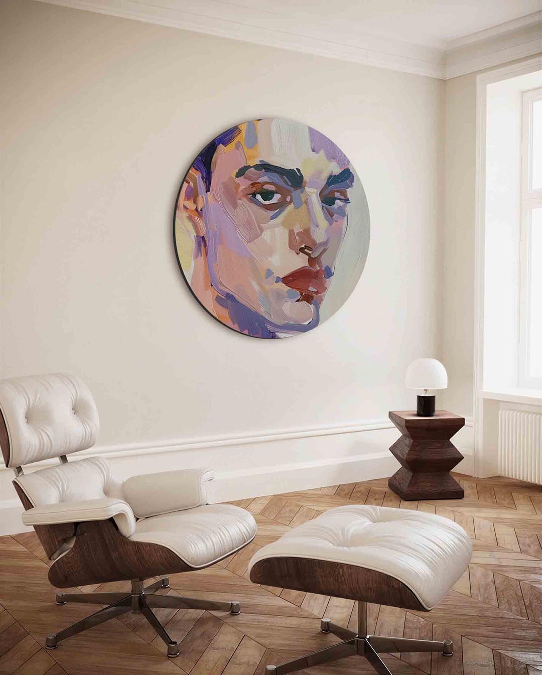 Portret in levendige kleuren Muurcirkel