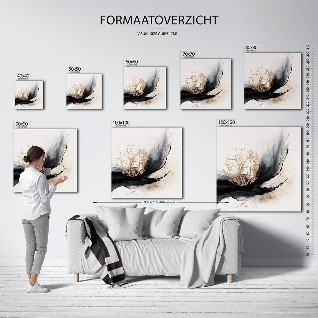 Gouden boom vortex Kunstwerk