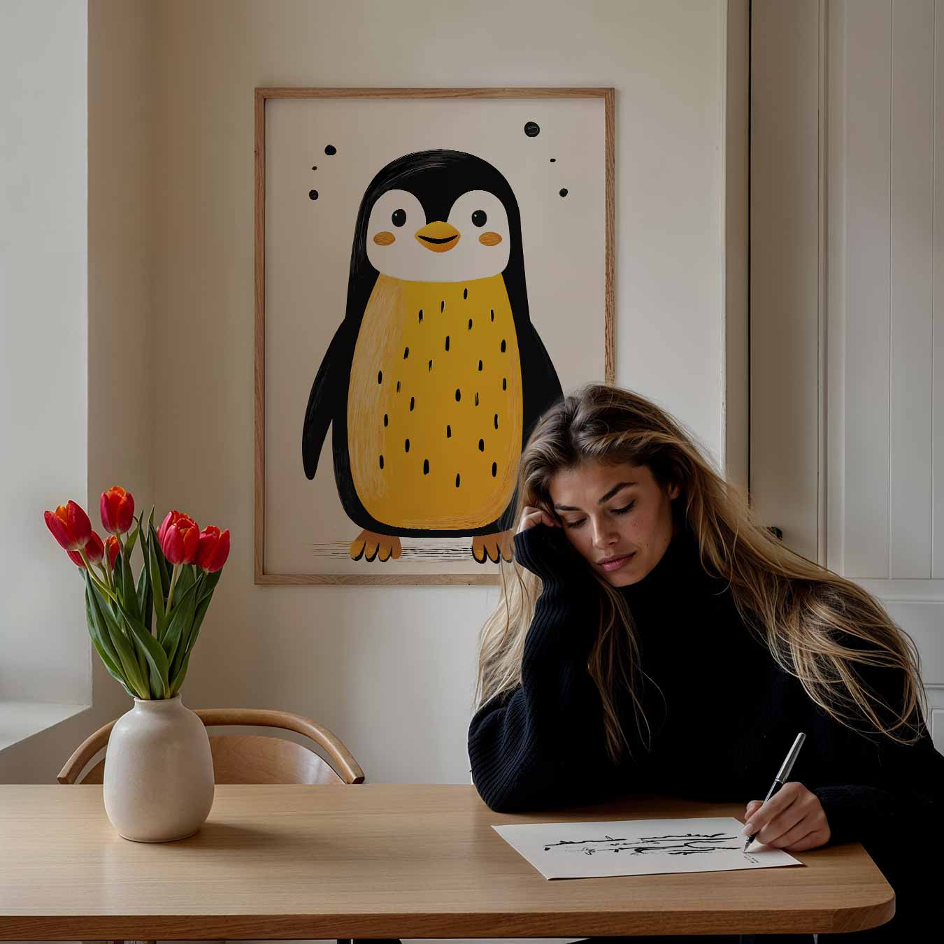 Vrolijke Pinguïn Illustratie Poster-WallArtistic