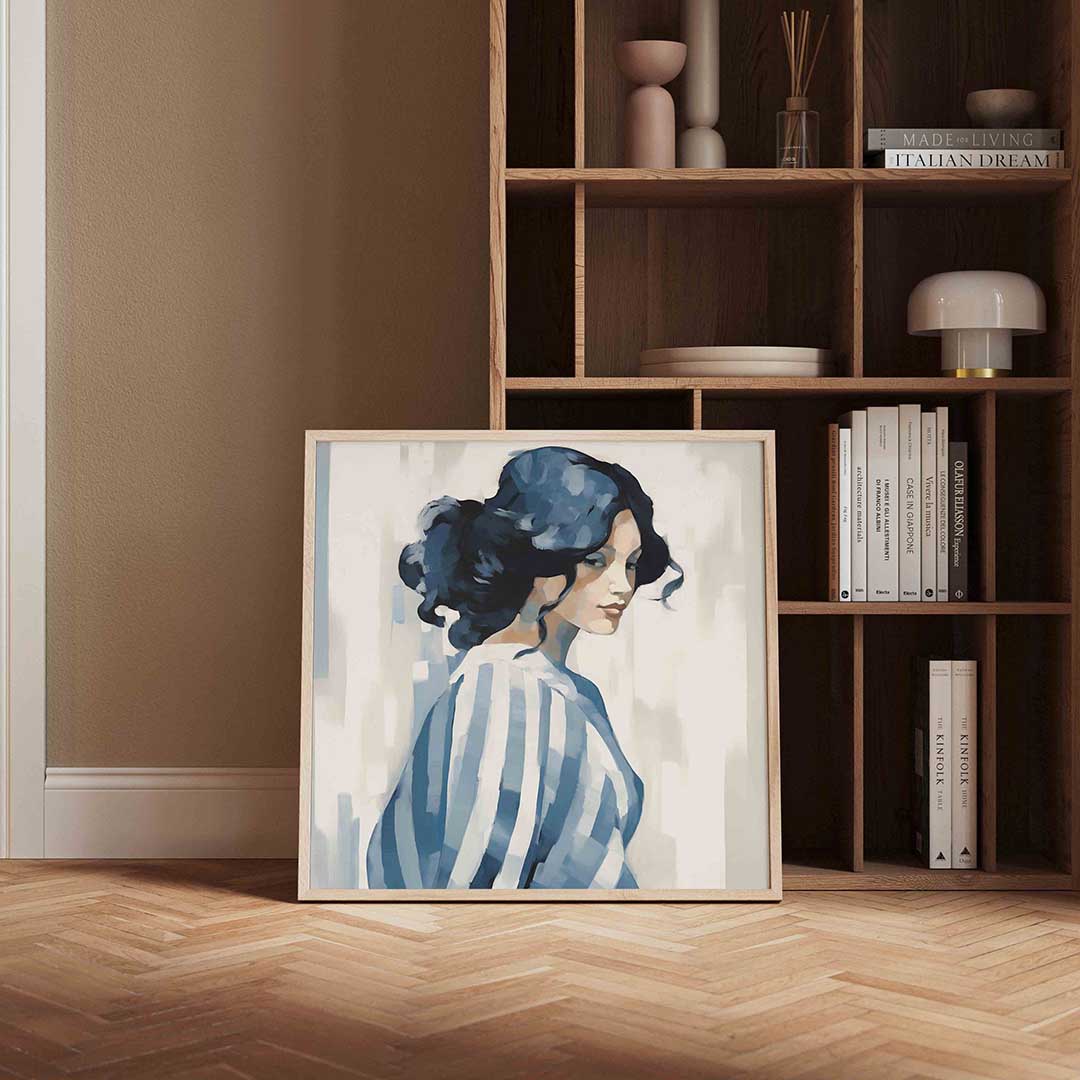 Vrouw met blauwe strepen Poster