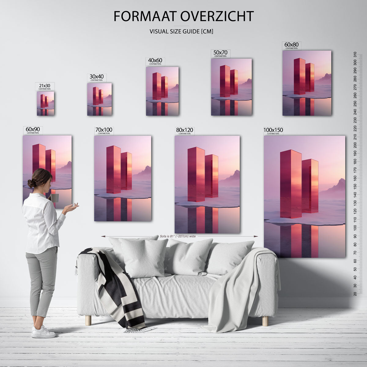 Roze pilaren in landschap Poster
