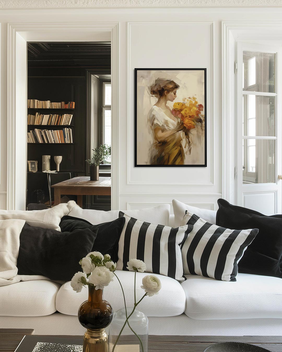 Vrouw met bloemen Kunstwerk