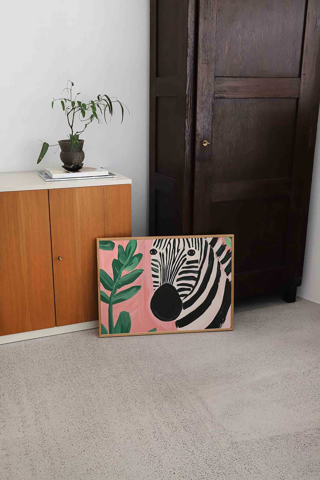 Zebra en bladeren Poster