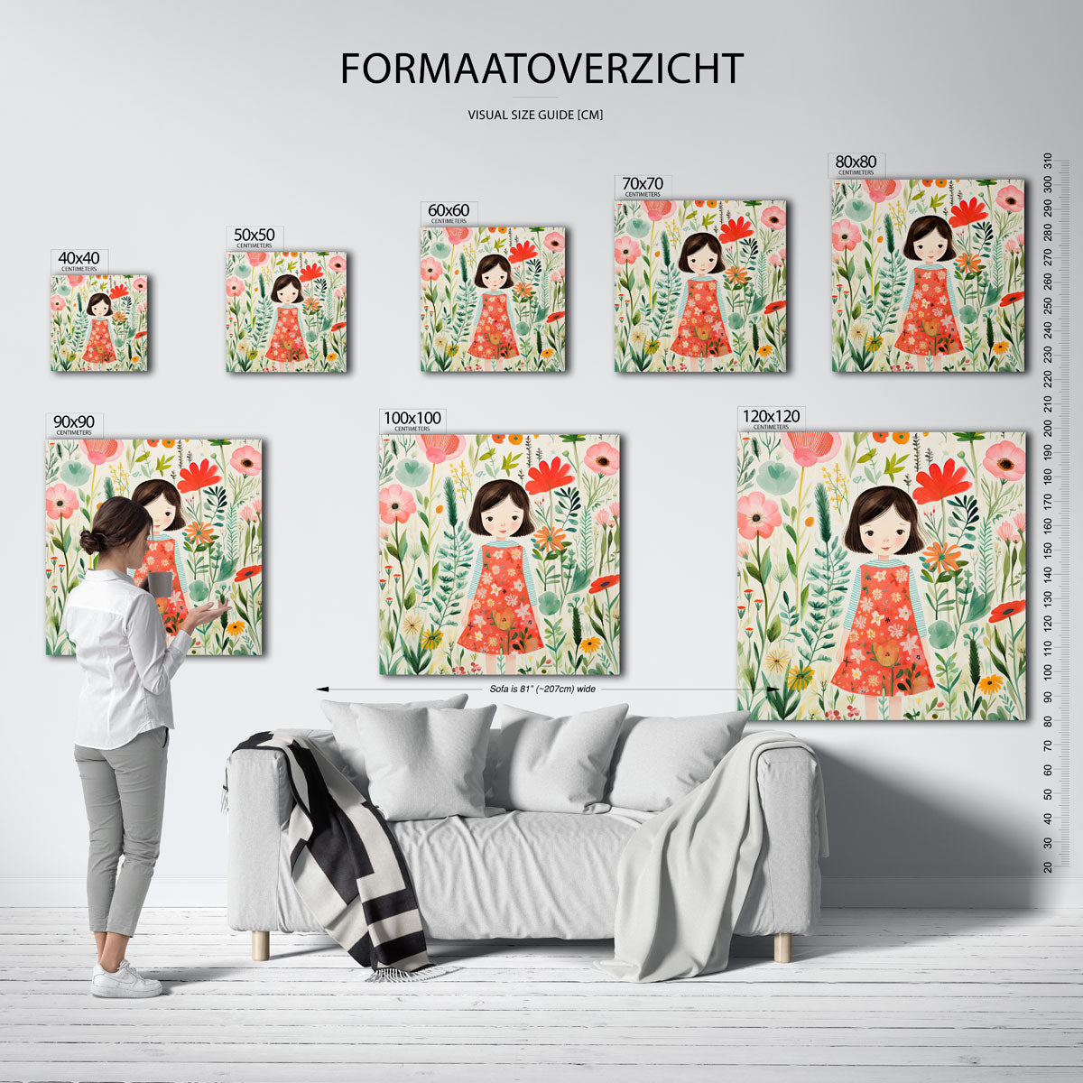 Meisje tussen bloemen Poster