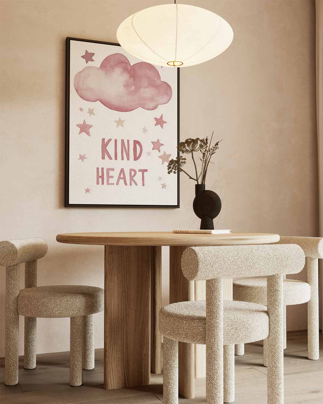 Dromerige Roze Wolk en Sterren Poster Kunstwerk-canvas-dibond-plexiglas-wanddecoratie-WallArtistic