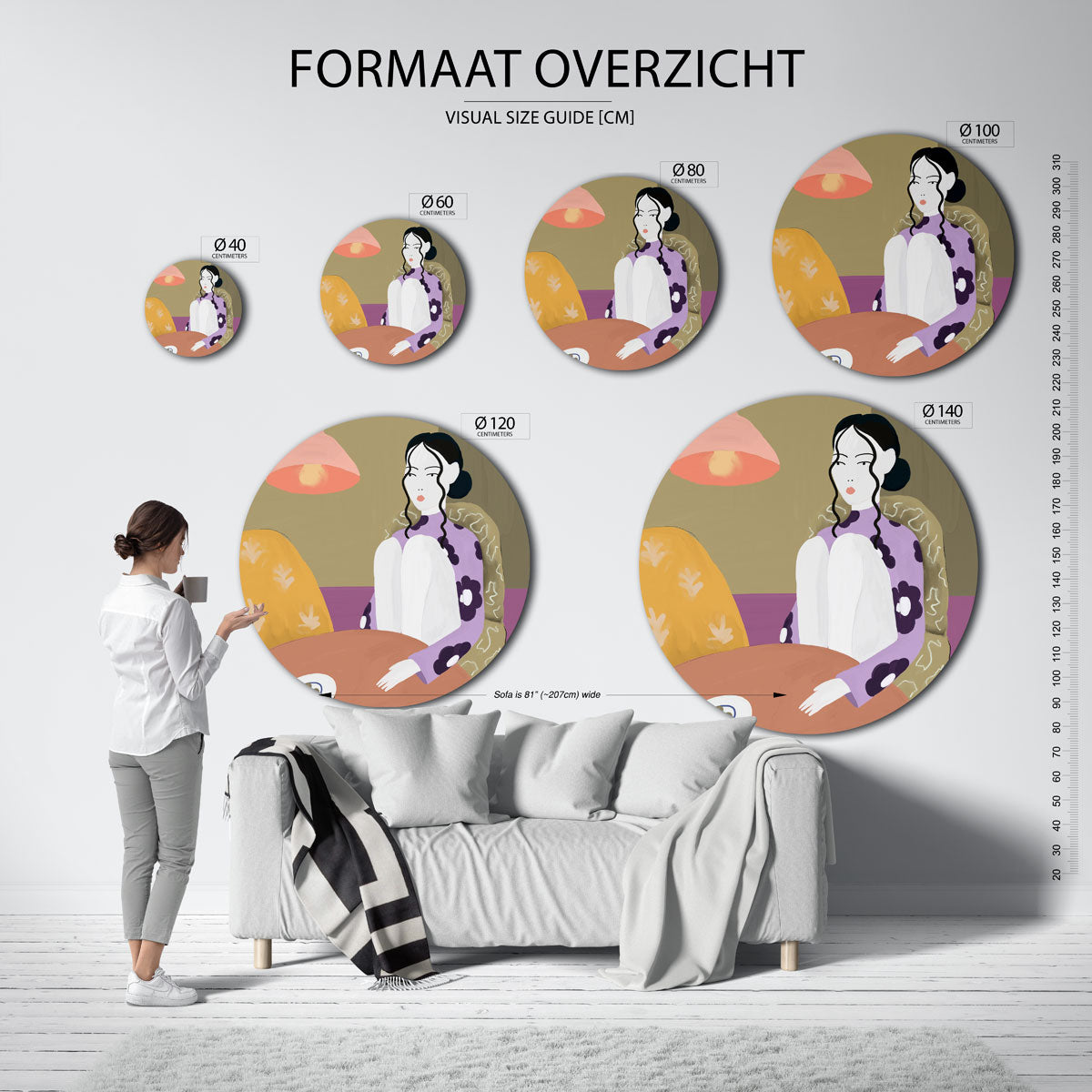 Vrouw met lamp Muurcirkel