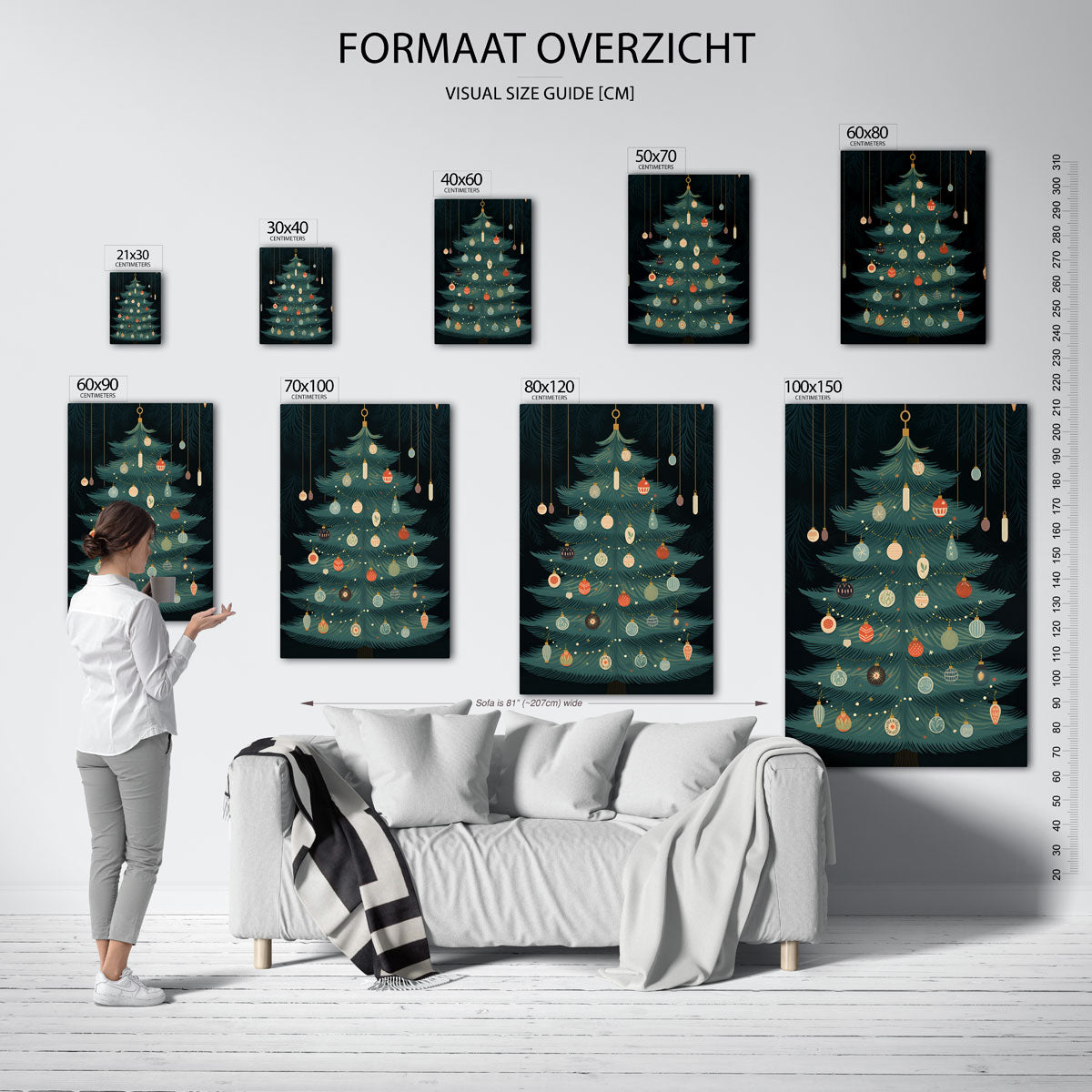 Kerstboom met ornamenten Poster