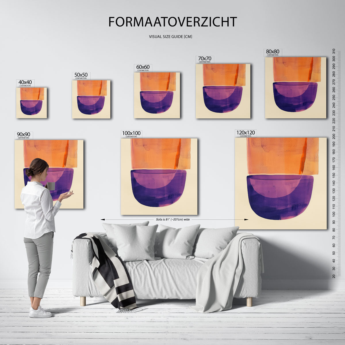 Oranje en paarse vormen Poster