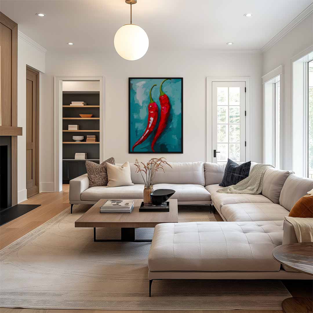 Pittige Peper Duo Kunstwerk-canvas-dibond-plexiglas-wanddecoratie-WallArtistic