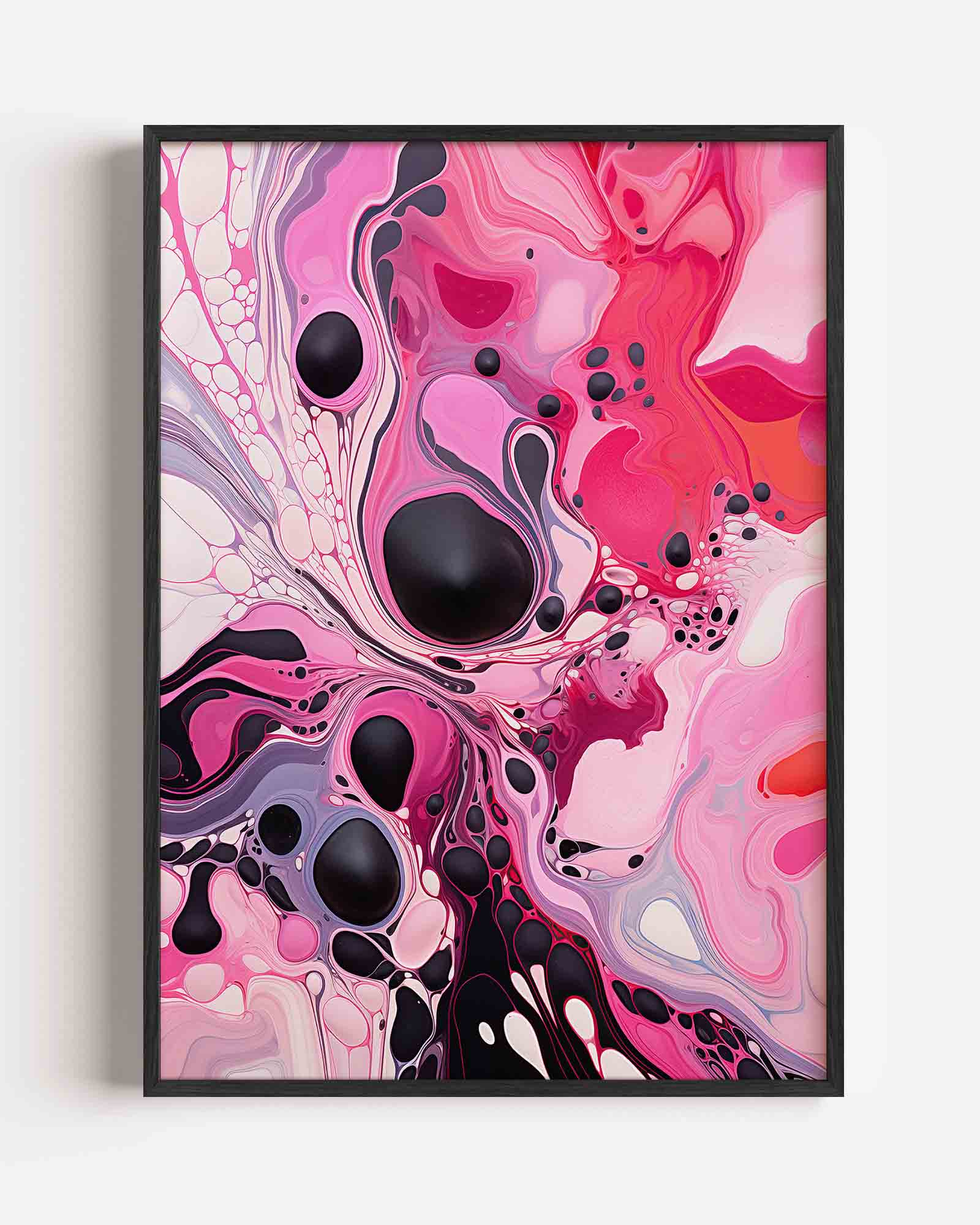 Abstracte roze en zwarte vormen Poster