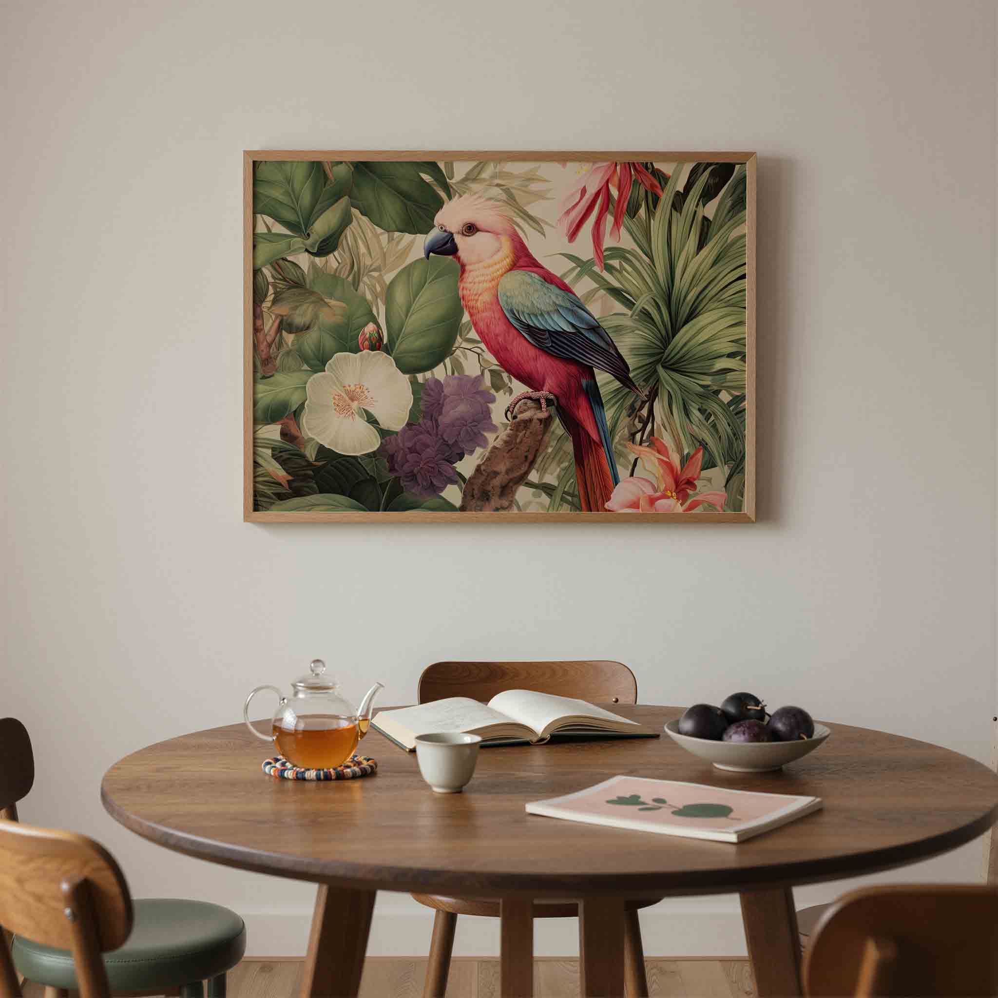 Papegaai en bloemen Poster
