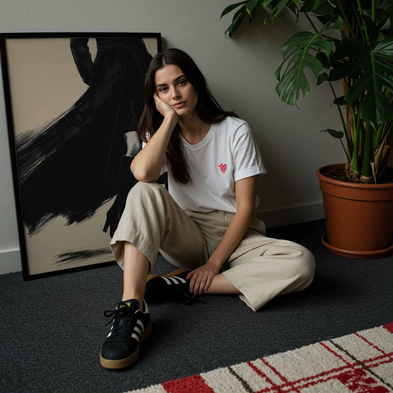 Elegante Stijlvolle Vrouw in Zwart Poster-WallArtistic