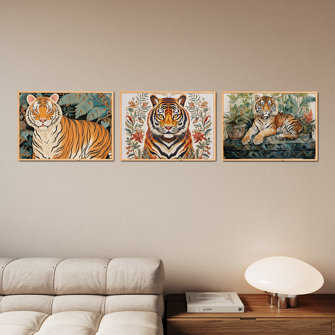 Tijger en bladeren Posterset