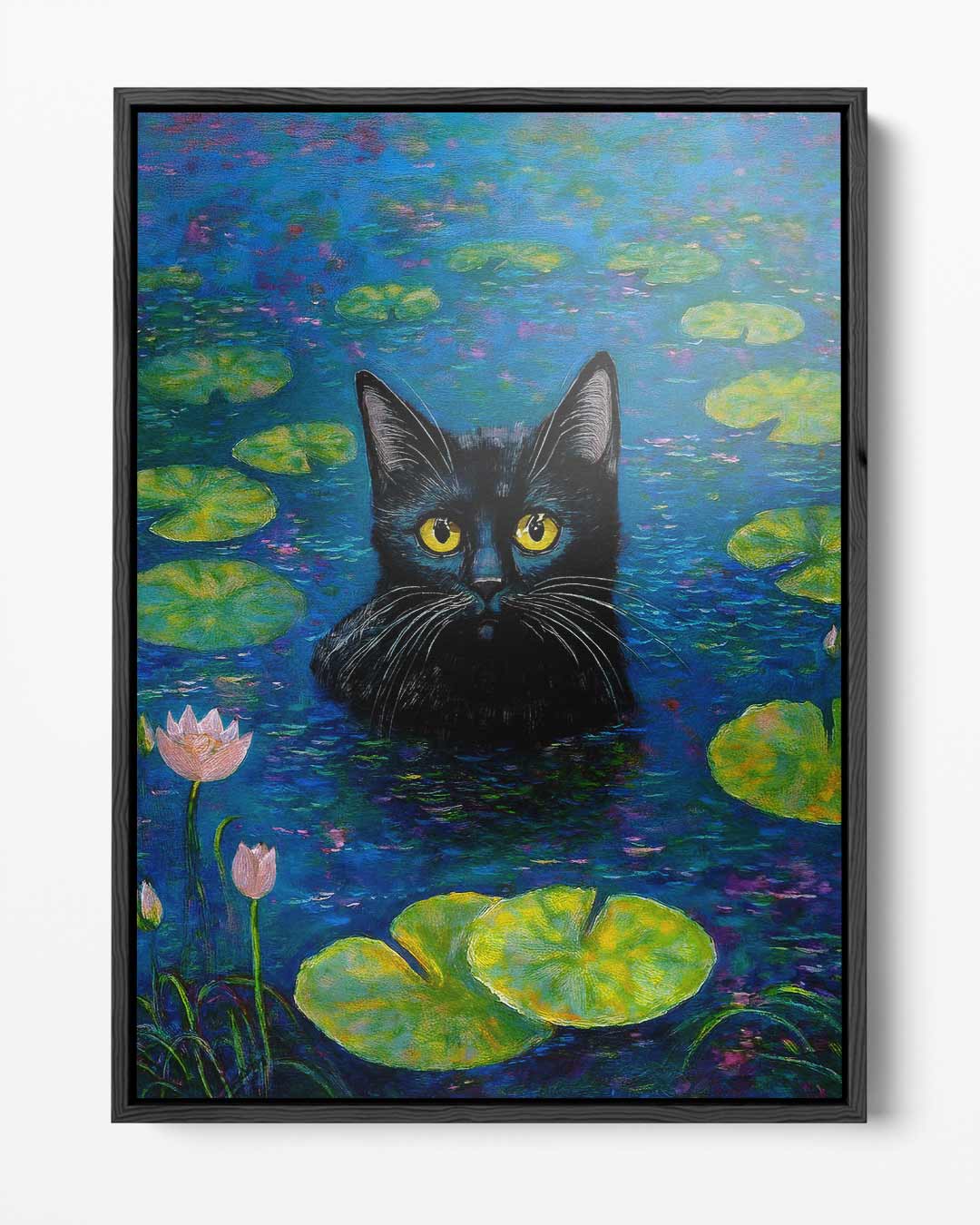 Katze im Seerosen-Kunstwerk