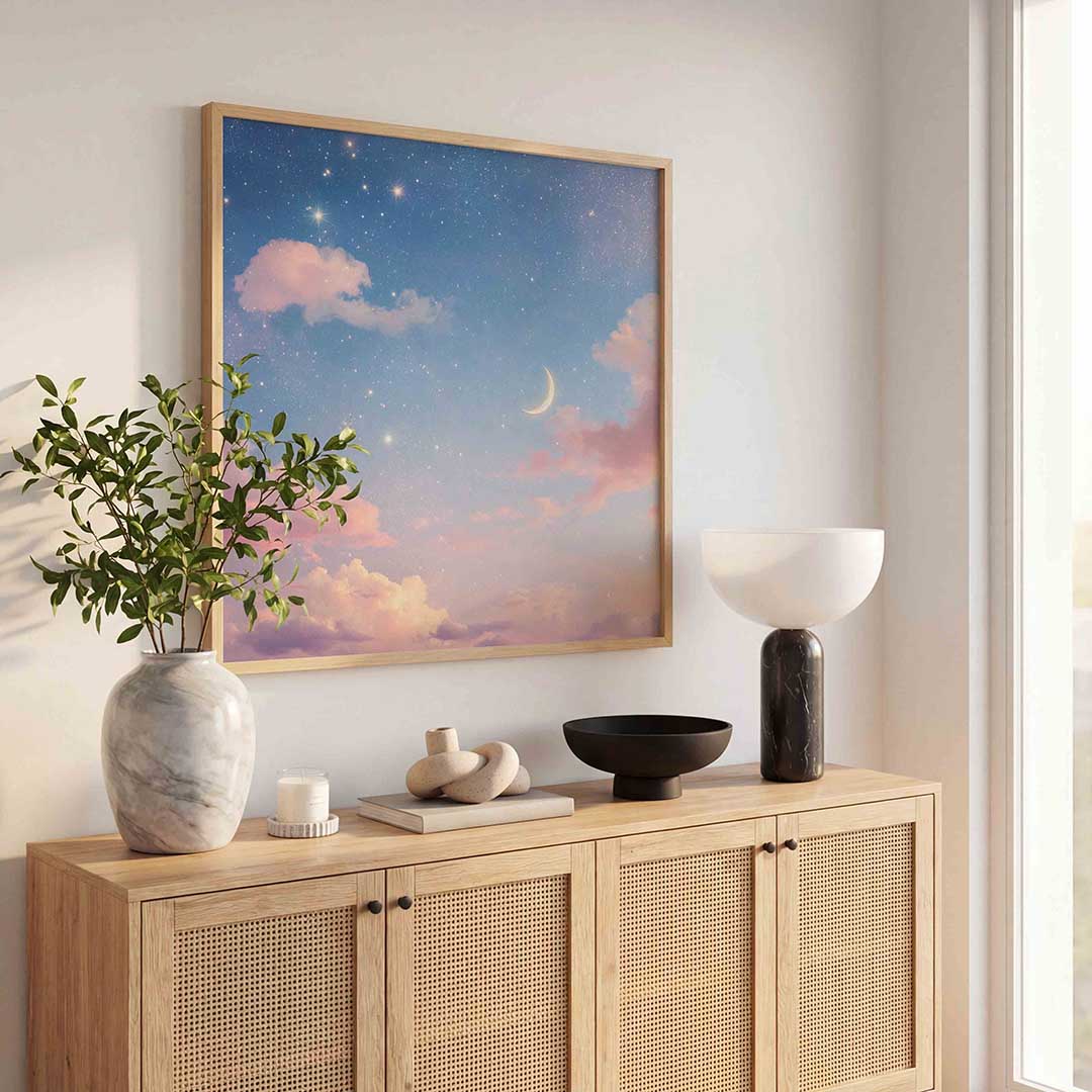 Maan en sterrenhemel Poster