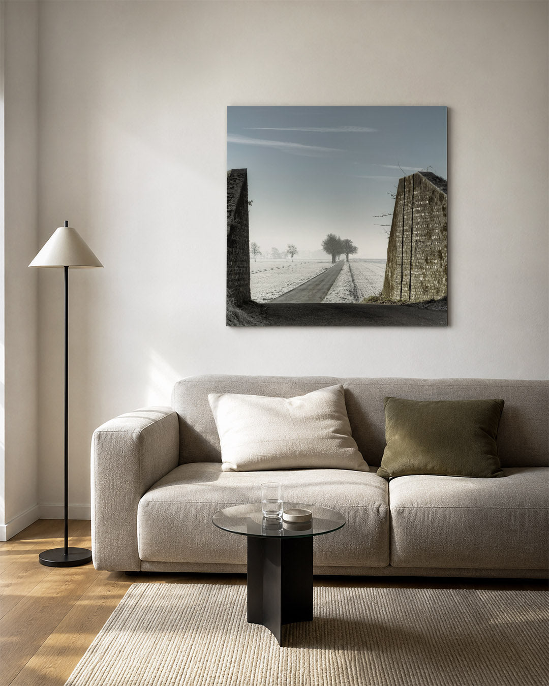Rustige winterweg Kunstwerk