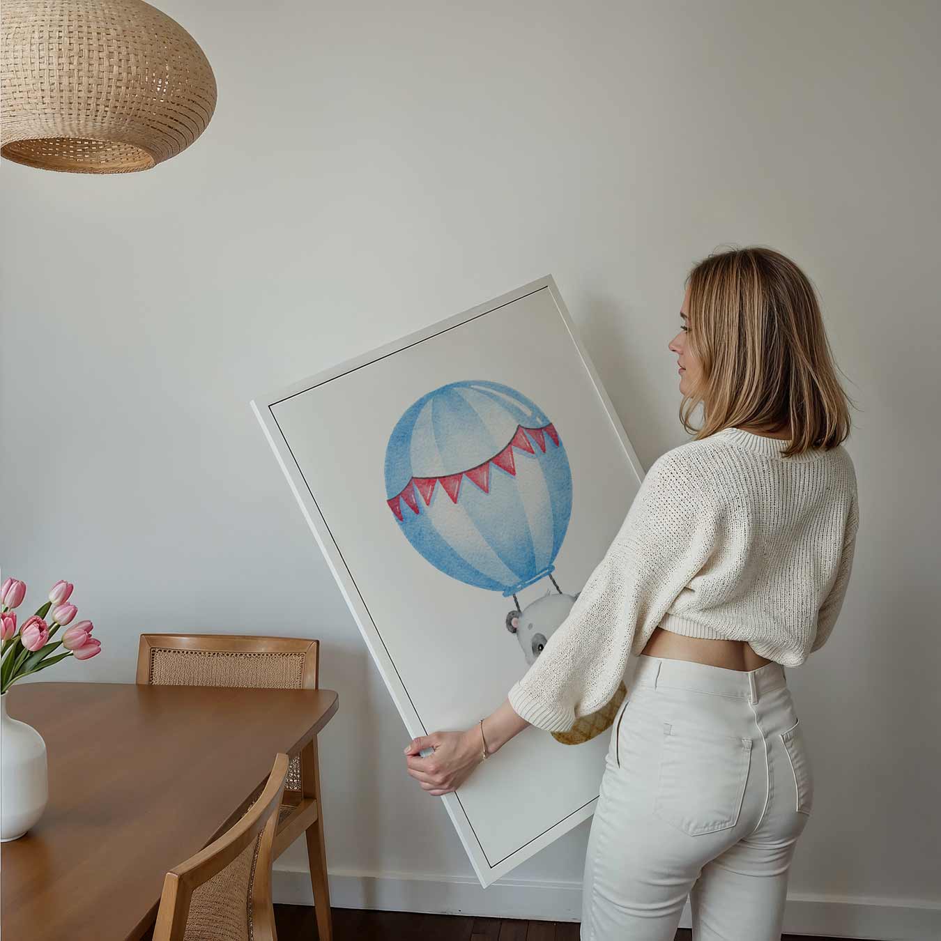 Schattige Panda In Luchtballon Poster-WallArtistic