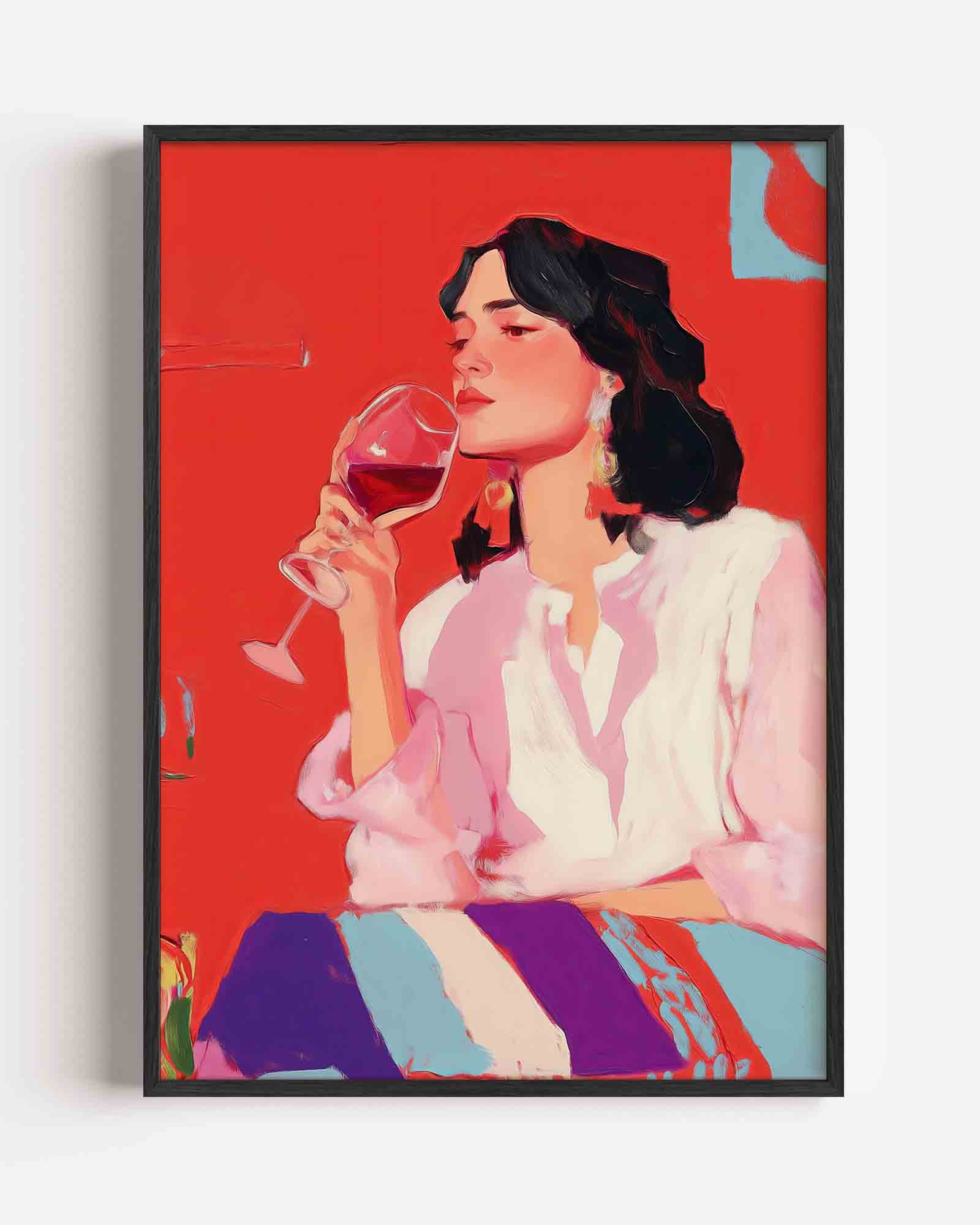 Vrouw met wijnglas Poster
