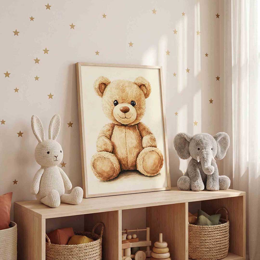 Zittende teddybeer Poster