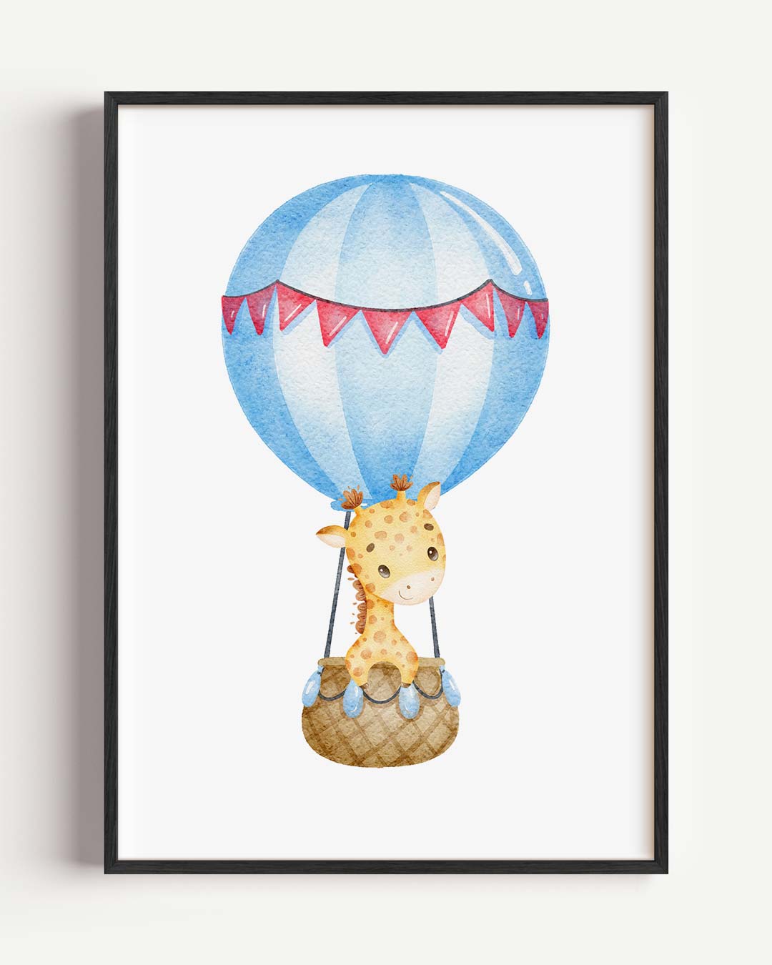Schattige Giraffe in Luchtballon Poster-WallArtistic