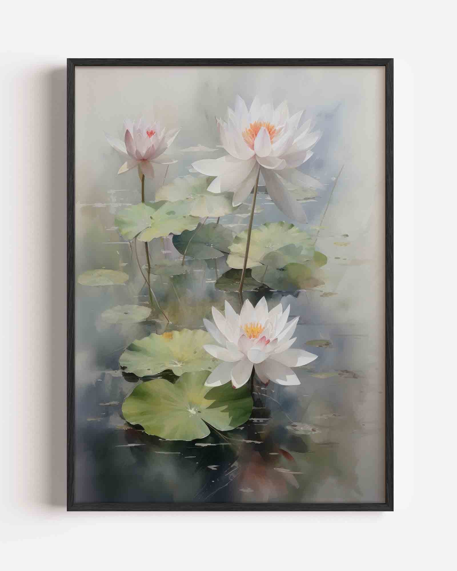 Witte waterlelies Poster