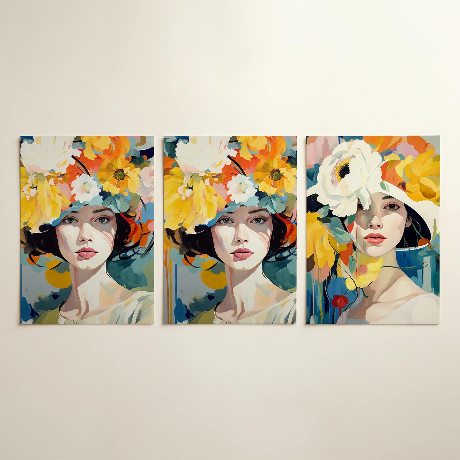 Bloemrijke portretkleuren Posterset