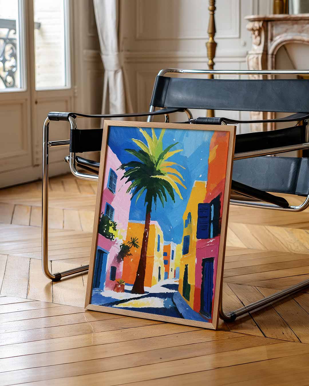 Kleurrijke Straat met Palmbomen Poster-WallArtistic