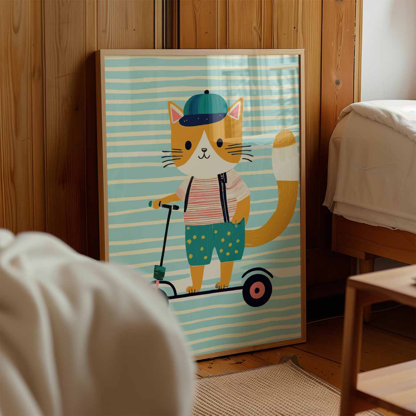 Speelse Kat op Step Poster-WallArtistic