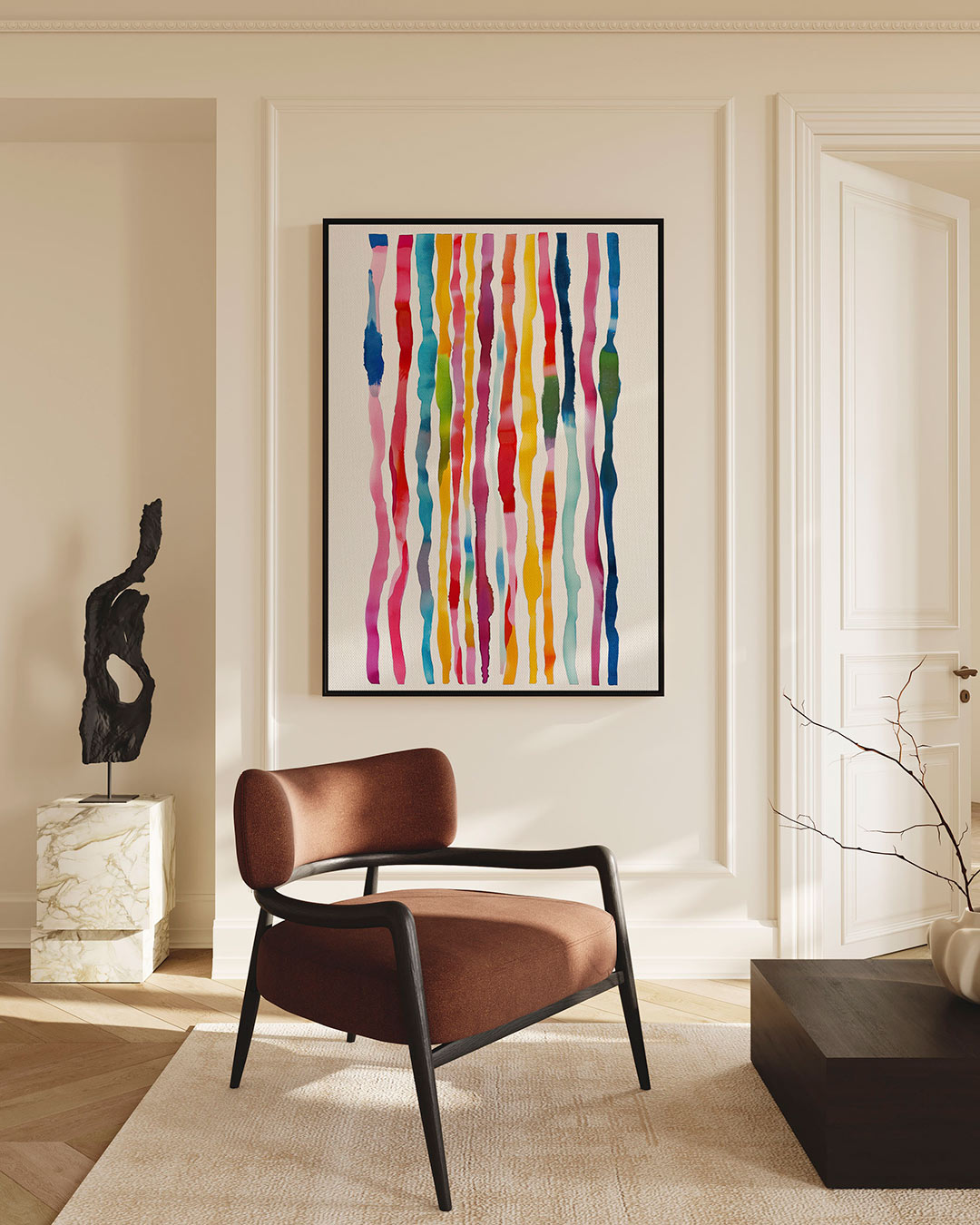Kleurrijke verticale strepen Kunstwerk