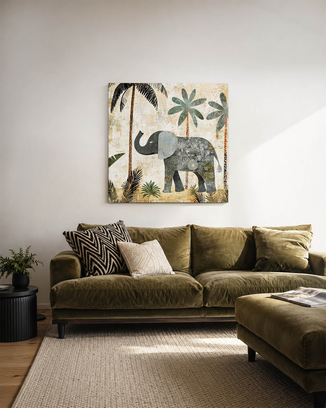 Olifant en palmbomen Kunstwerk