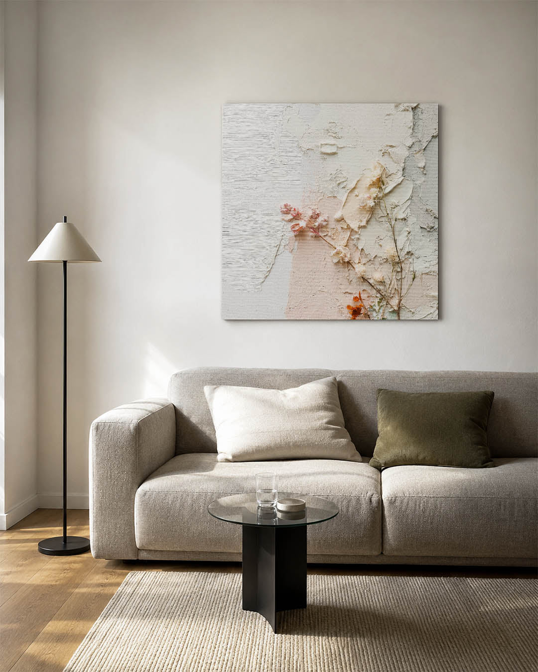 Textuur en bloemen Kunstwerk