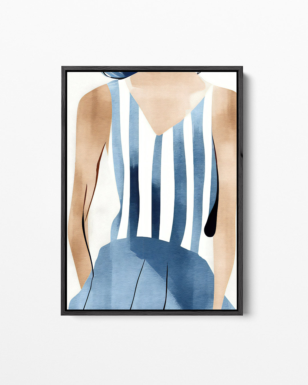 Gestreepte blauwe compositie Kunstwerk