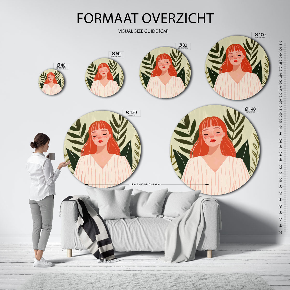 Vrouw met rode haren Muurcirkel