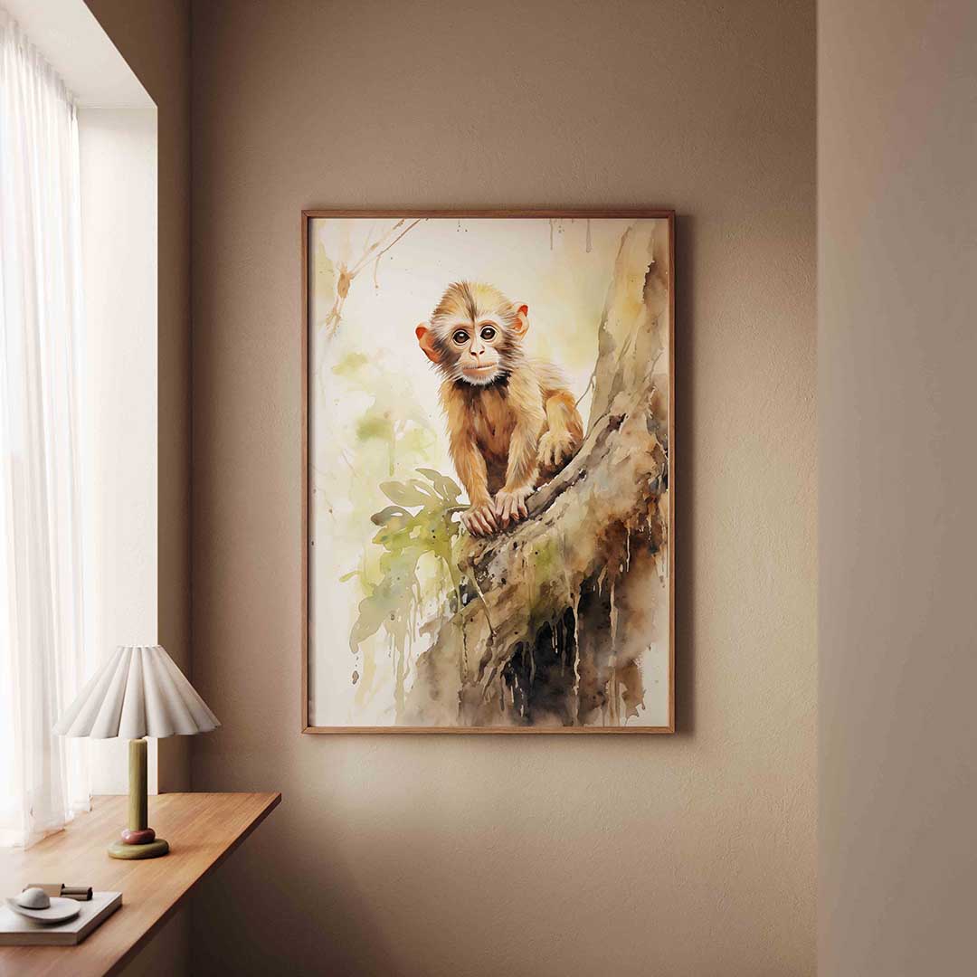 Jonge aap op boom Poster