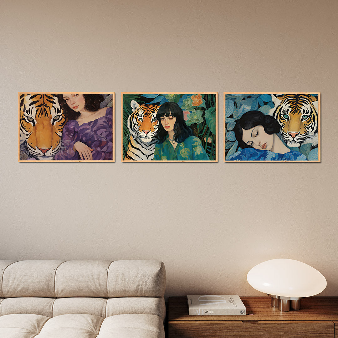 Tijger en vrouw Posterset