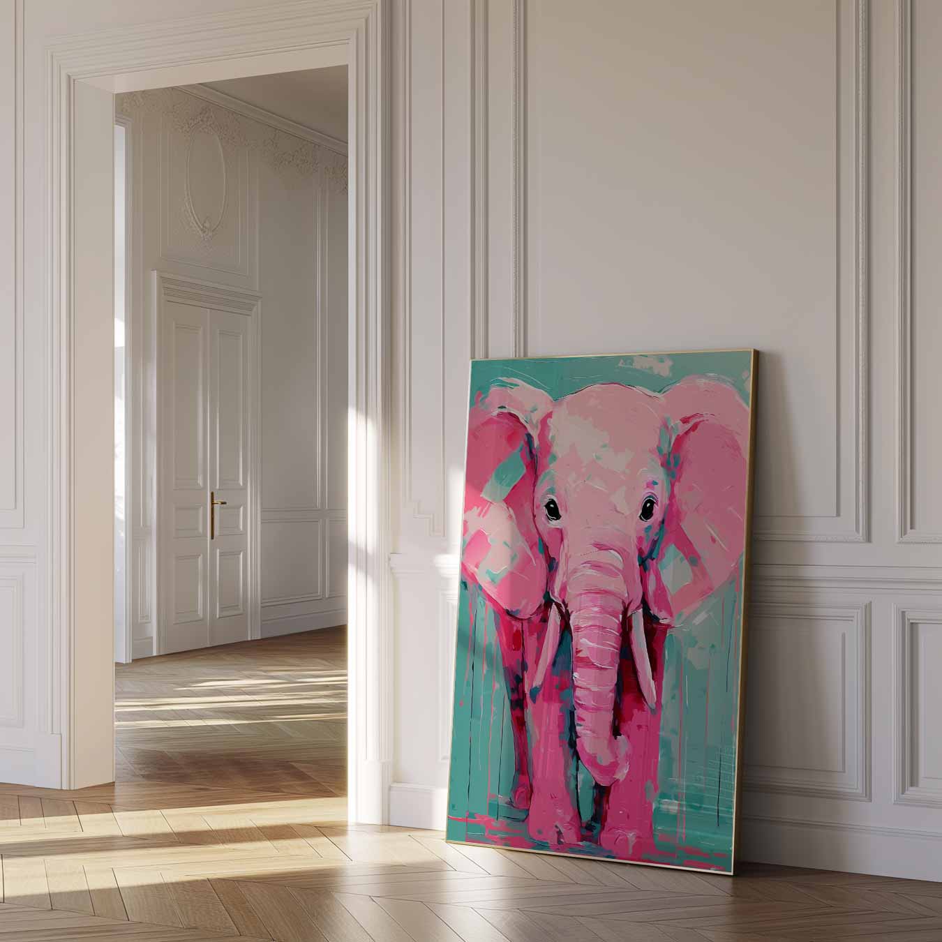 Kleurrijke Roze Olifant Poster-WallArtistic