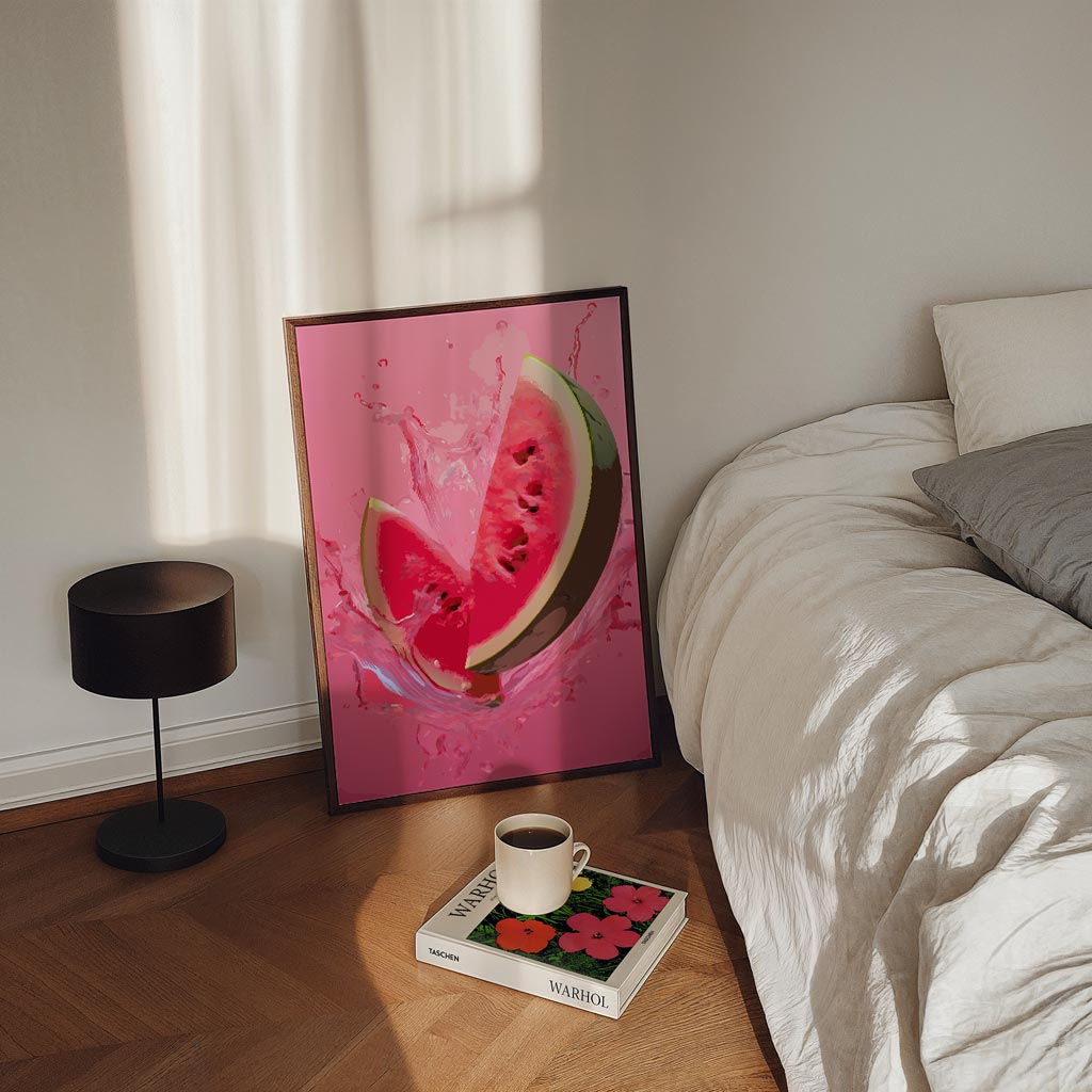 Verfrissende Watermeloen Splash Poster-WallArtistic