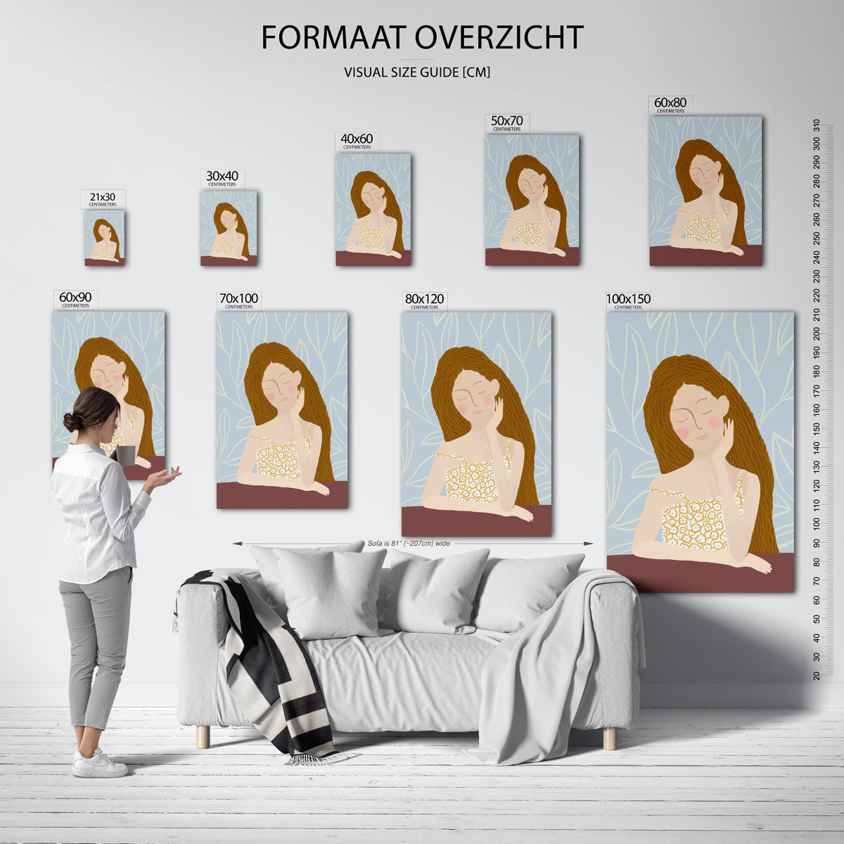 Vrouw met bloemenjurk Poster
