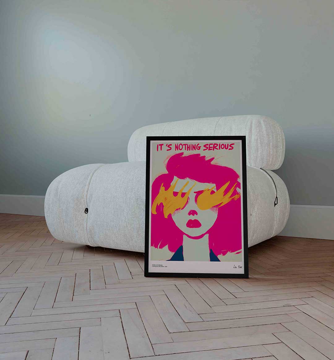 Portret met roze en geel Poster