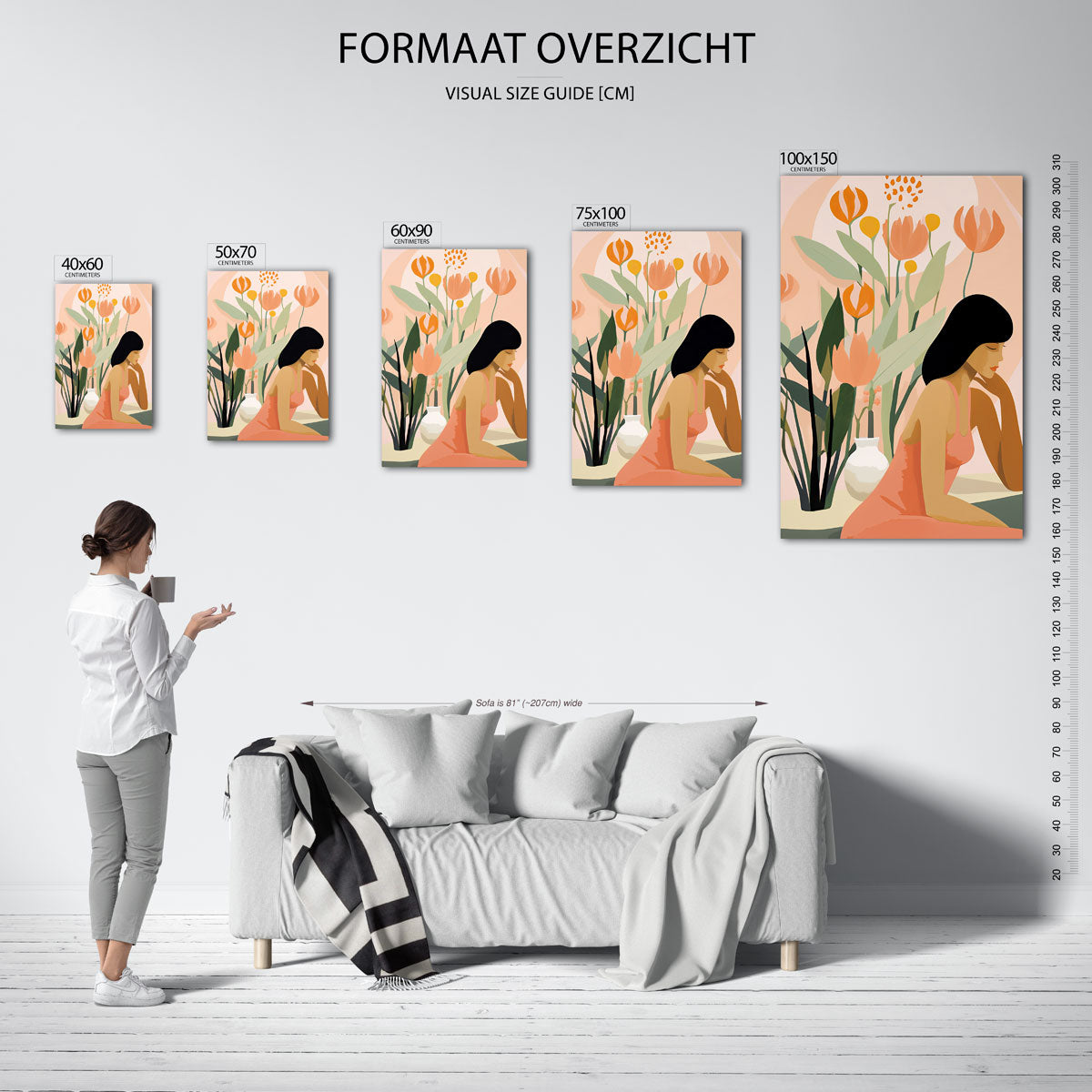 Vrouw met bloemen Kunstwerk