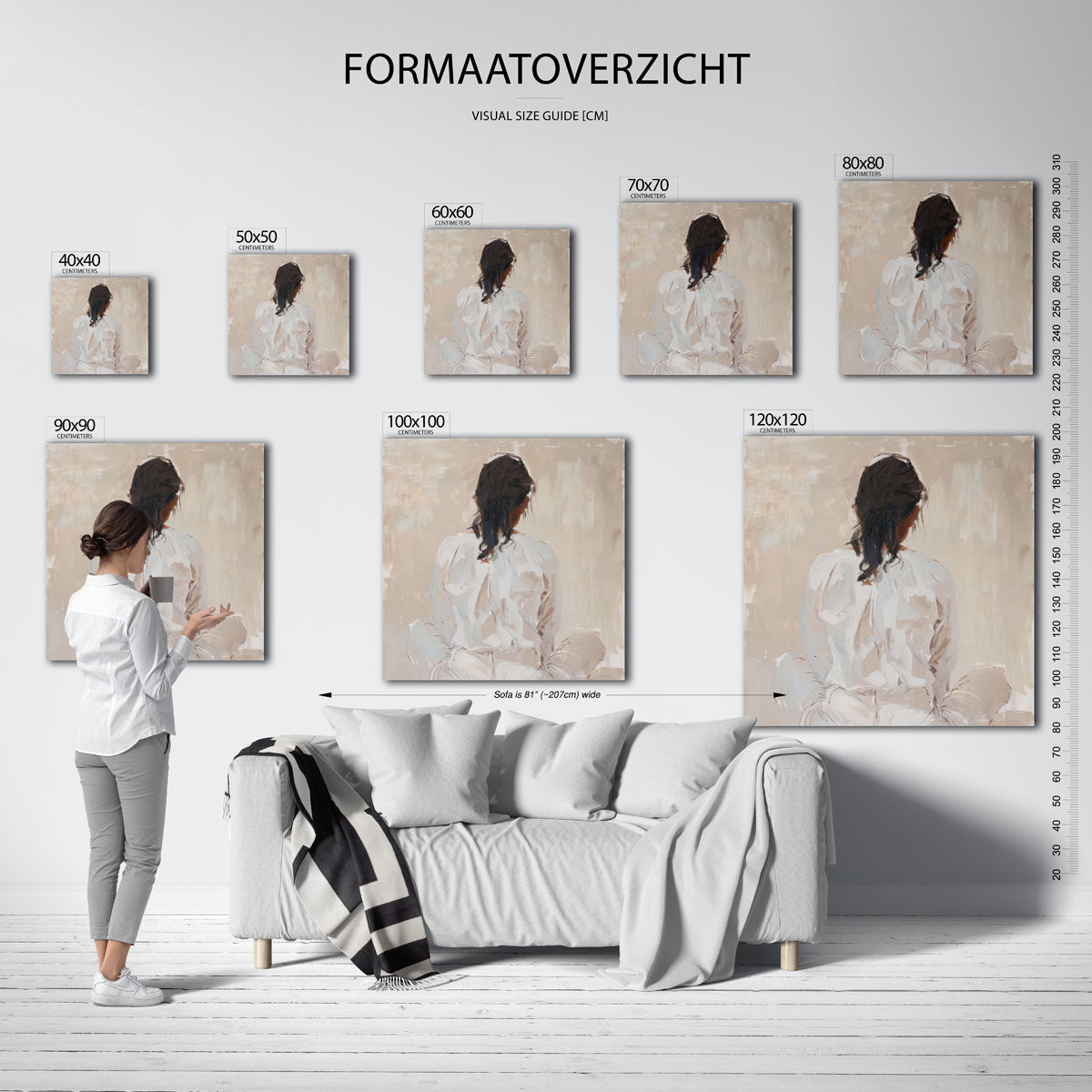 Vrouw in witte kleding Poster