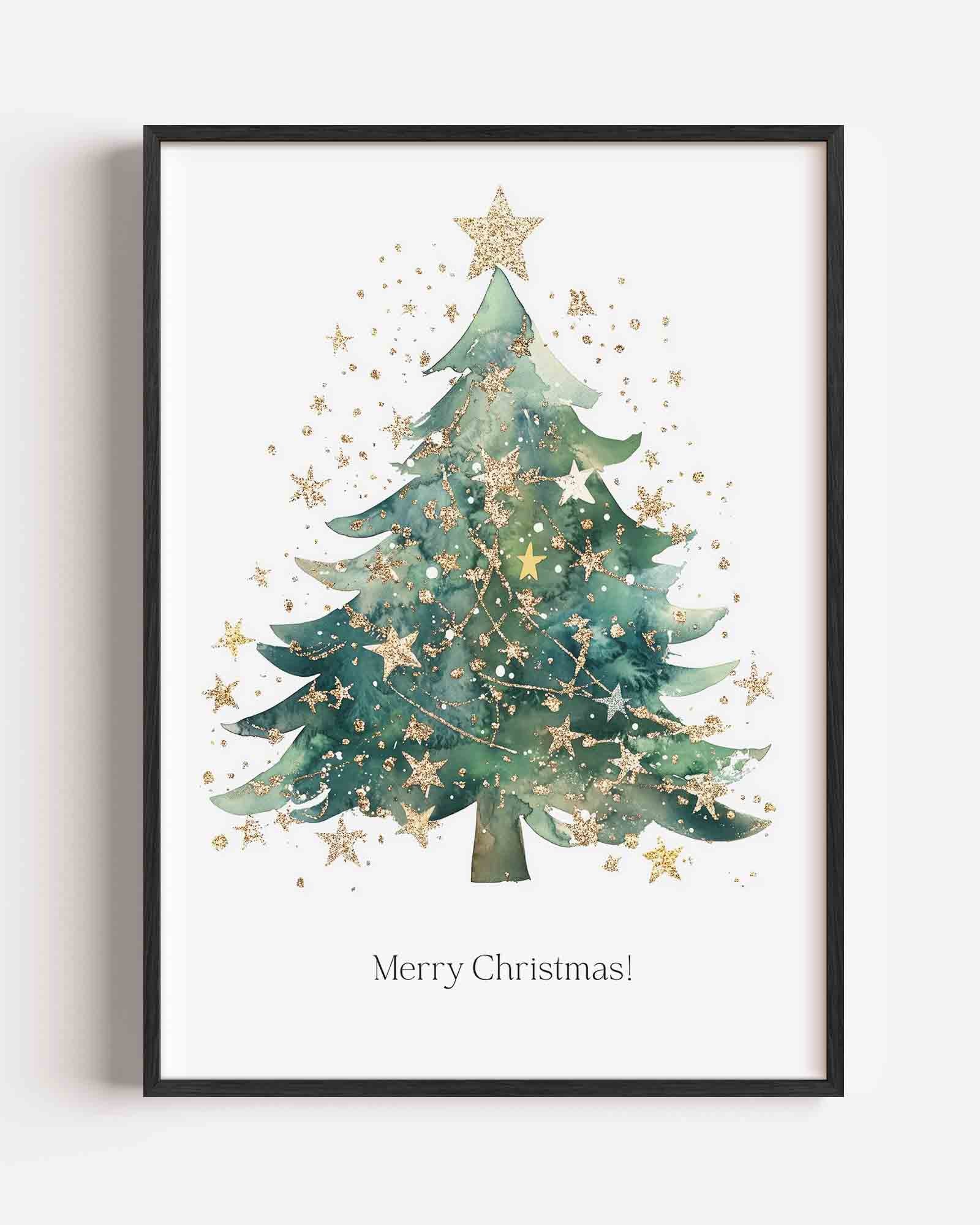 Kerstboom met sterren Poster