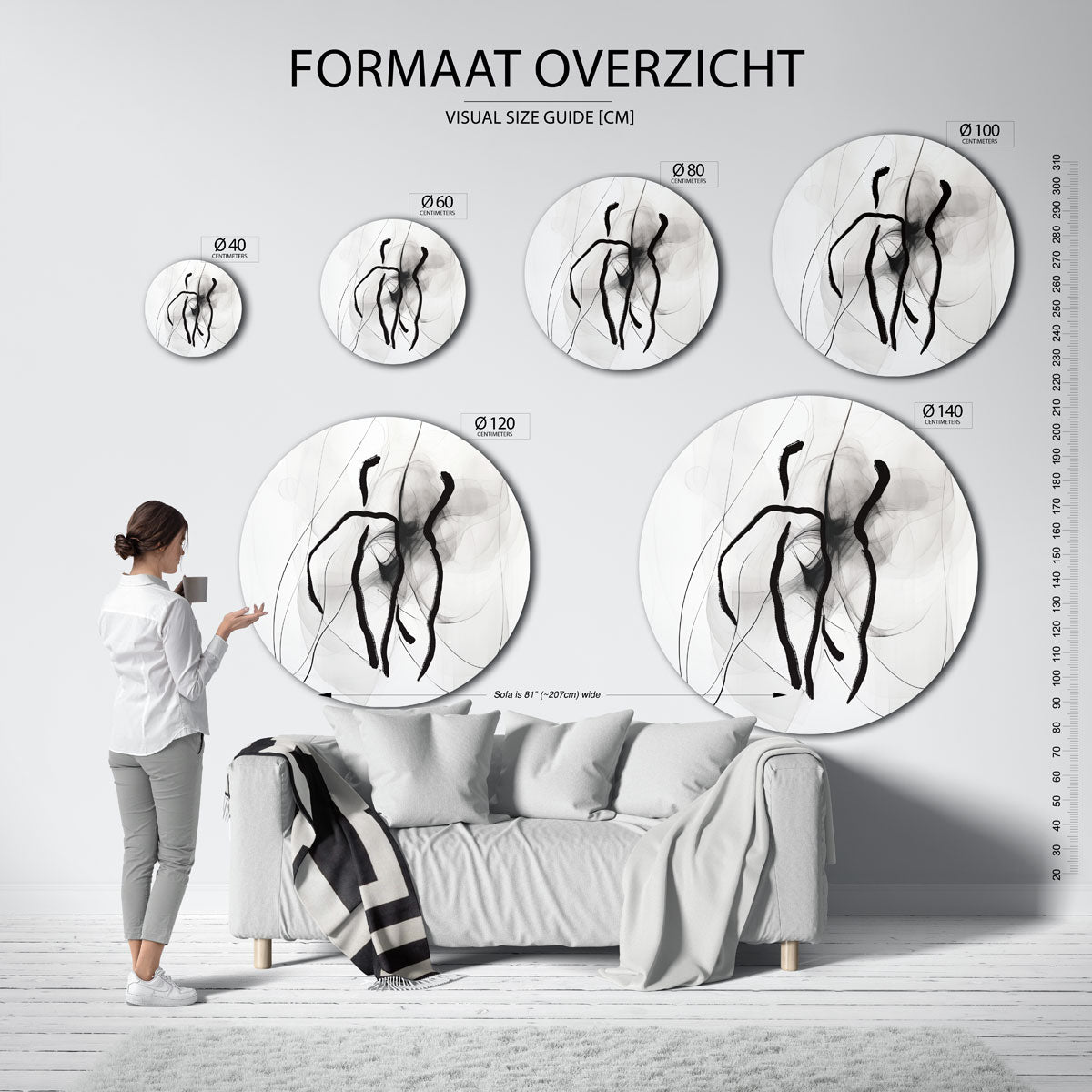 Abstracte lijnen Muurcirkel
