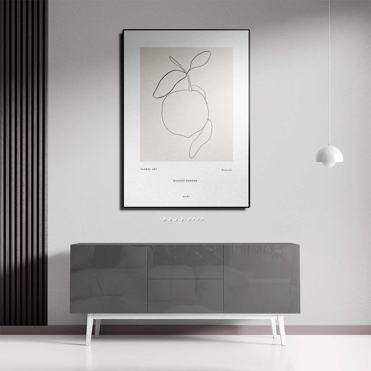 Minimalistische Lijntekening van Citrus Kunstwerk-canvas-dibond-plexiglas-wanddecoratie-WallArtistic