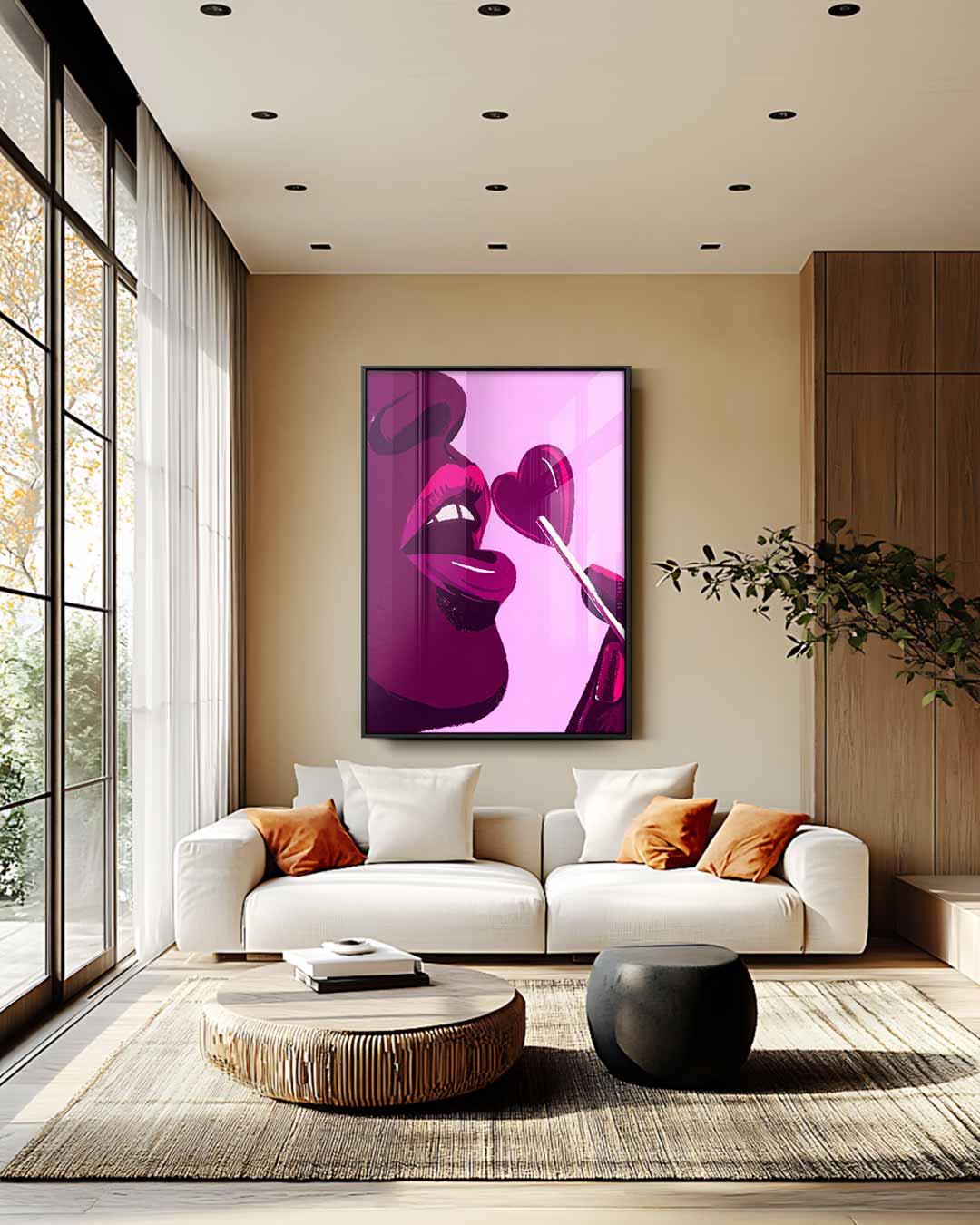 Liefdeslolly in Pop Art Kunstwerk-canvas-dibond-plexiglas-wanddecoratie-WallArtistic