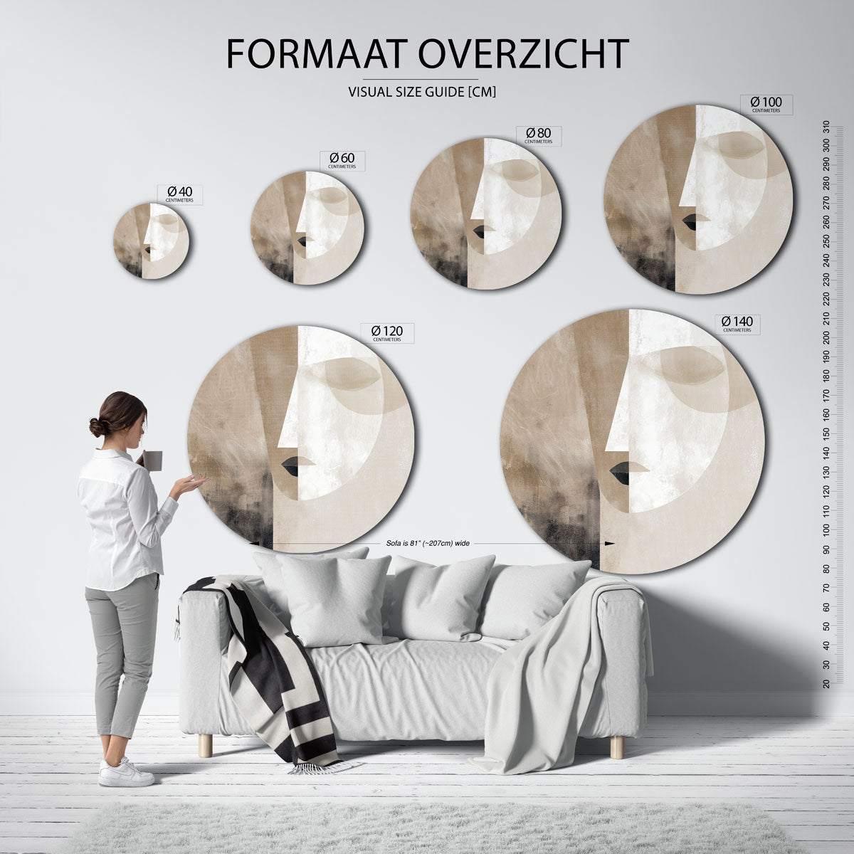 Abstract gezicht Muurcirkel