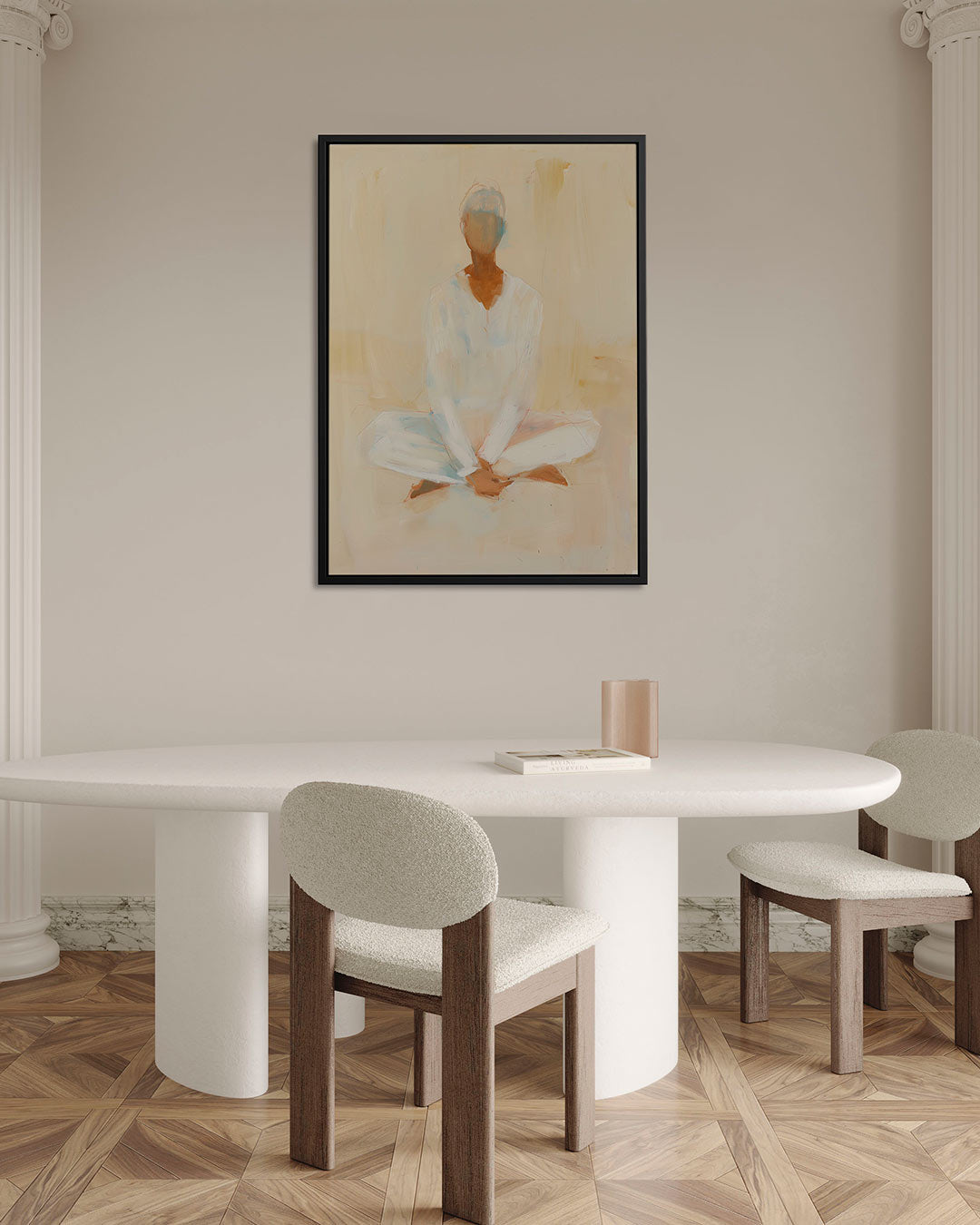 Zittende figuur in rust Kunstwerk