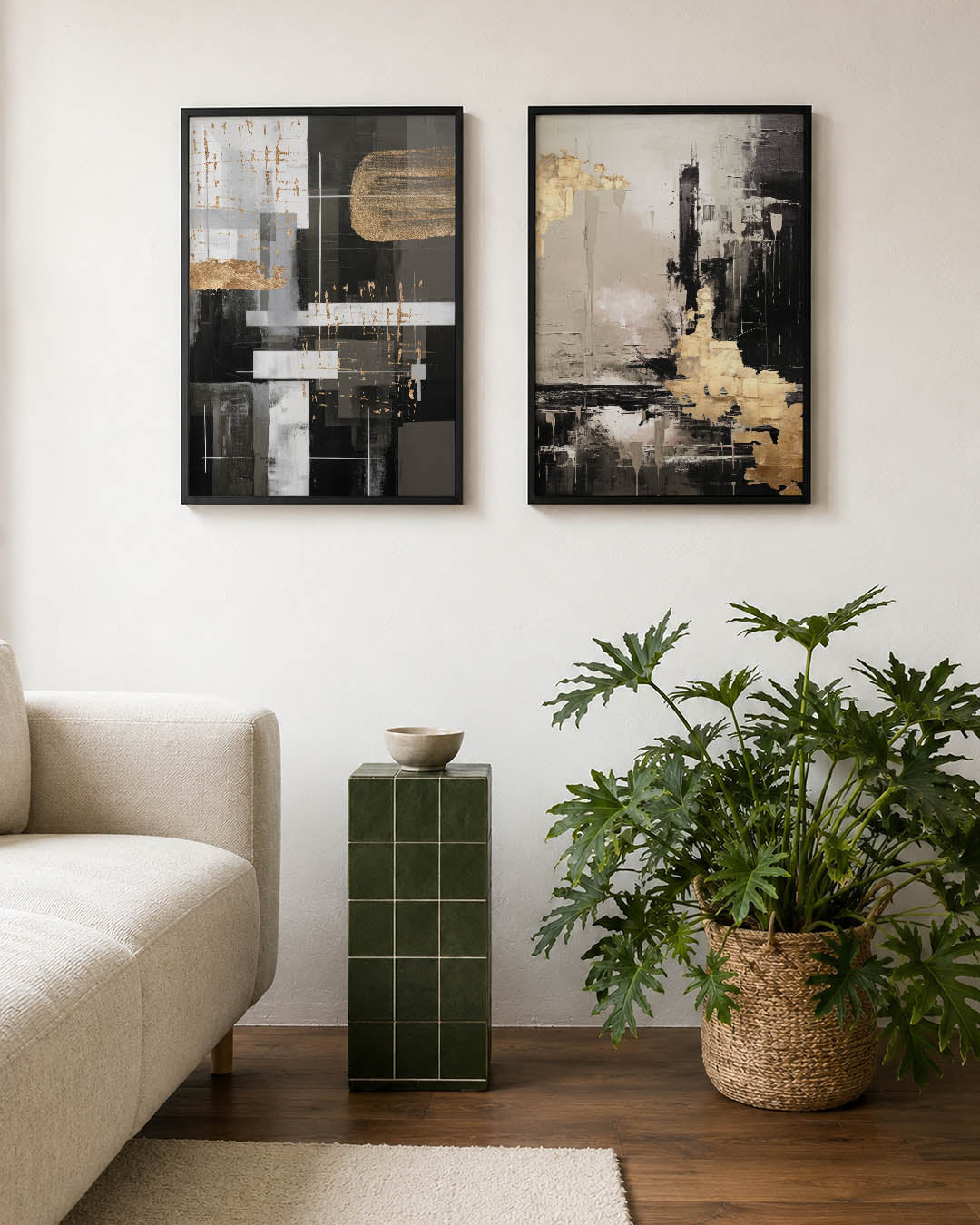 Goud en grijs harmonie Posterset