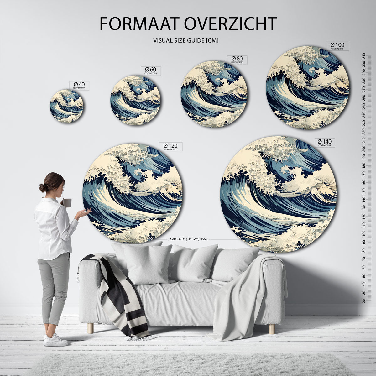 Golven en schuim Muurcirkel